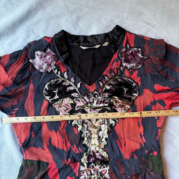 Soft Surroundings Epiphany Maxi Dress Boho Velvet‎ Details Size 6 Fall Winter - Picture 7 of 12